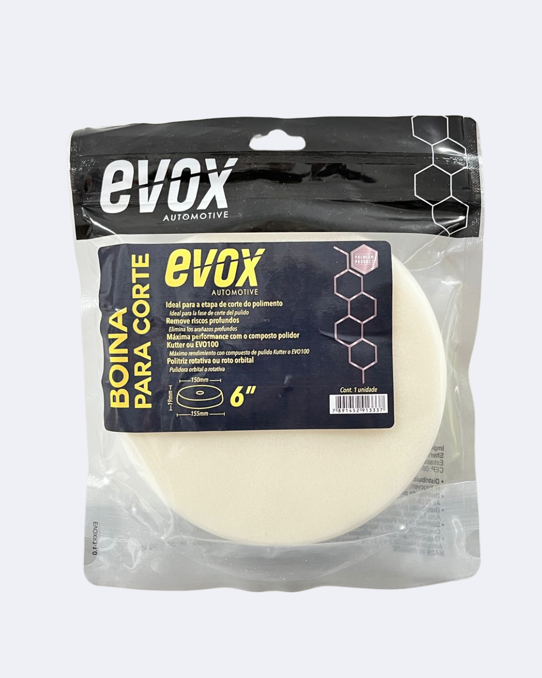 Boina de Espuma Corte Branca Evox – 6" (150 mm)