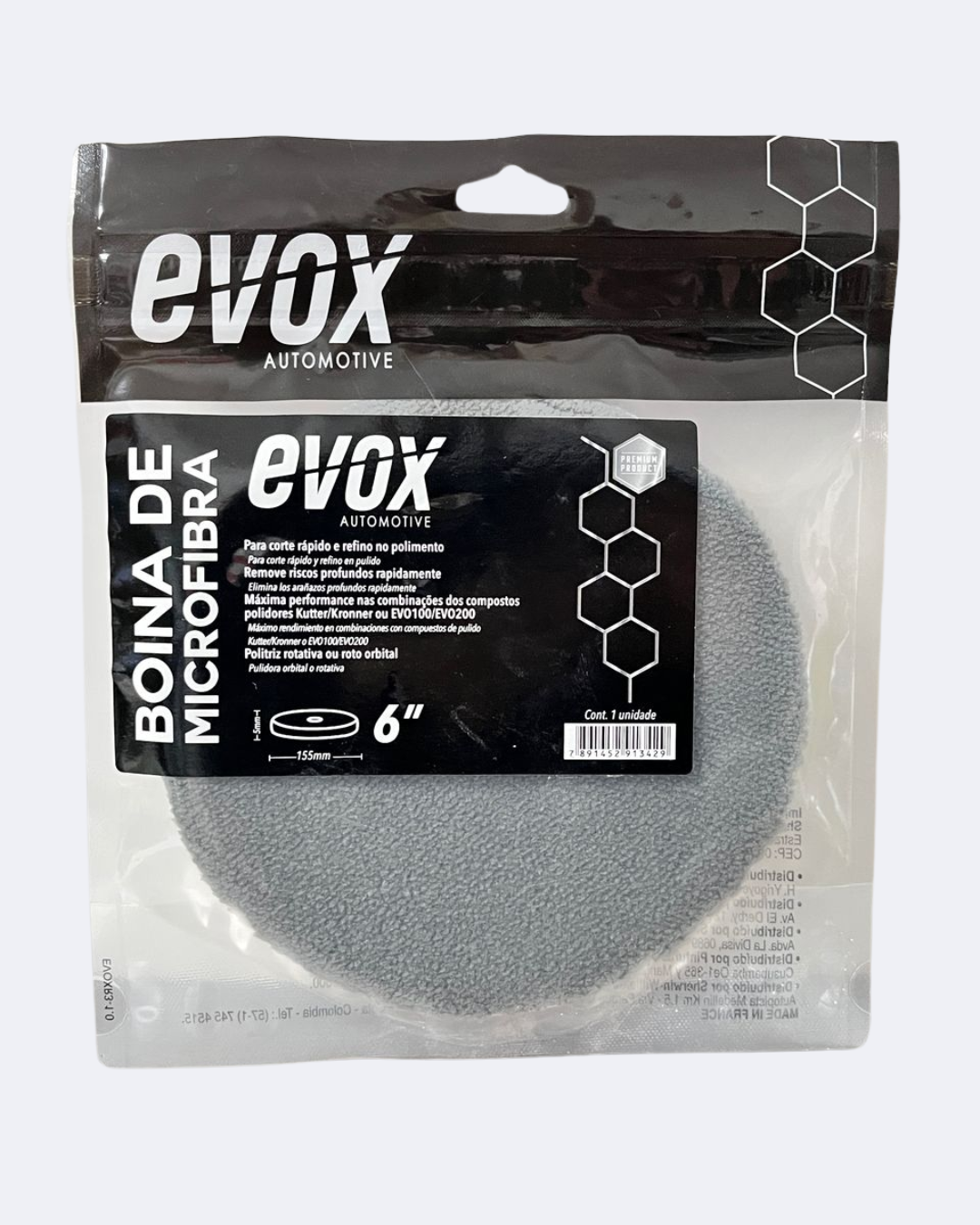 Boina de Microfibra 6" Evox – Corte y Refino Profesional